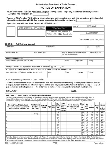 2020 2025 Form Sc Dss 3807A Fill Online Printable Fillable Blank