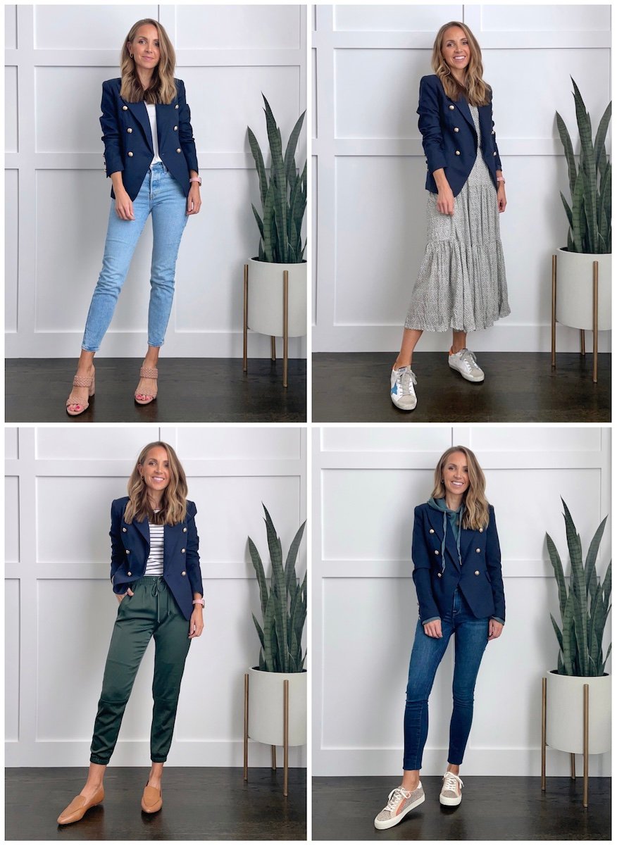 4 Navy Blazer Outfit Ideas For Fall Merrick S Art Navy Jacket Outfit