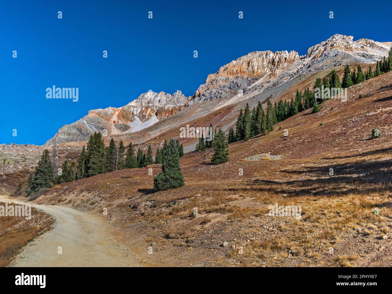 4Wd Vehicle On Rocky Ophir Pass Road San Juan Mountains Colorado Usa