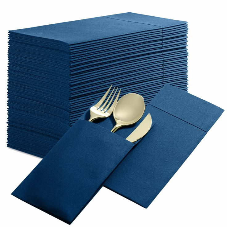 50 Pack Disposable Linen Feel Dinner Napkins With Built In Flatware