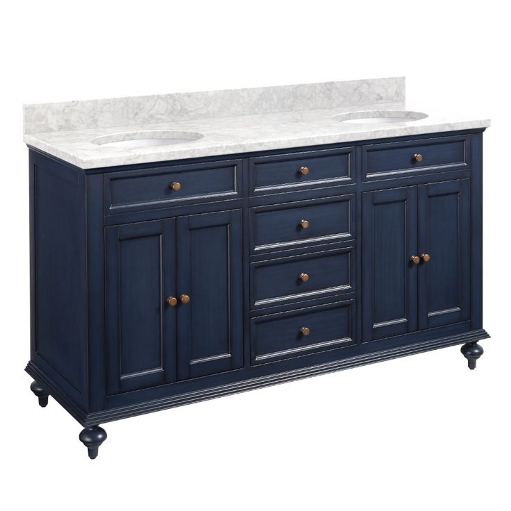 60 Keller Double Vanity For Undermount Sinks Vintage Navy Blue