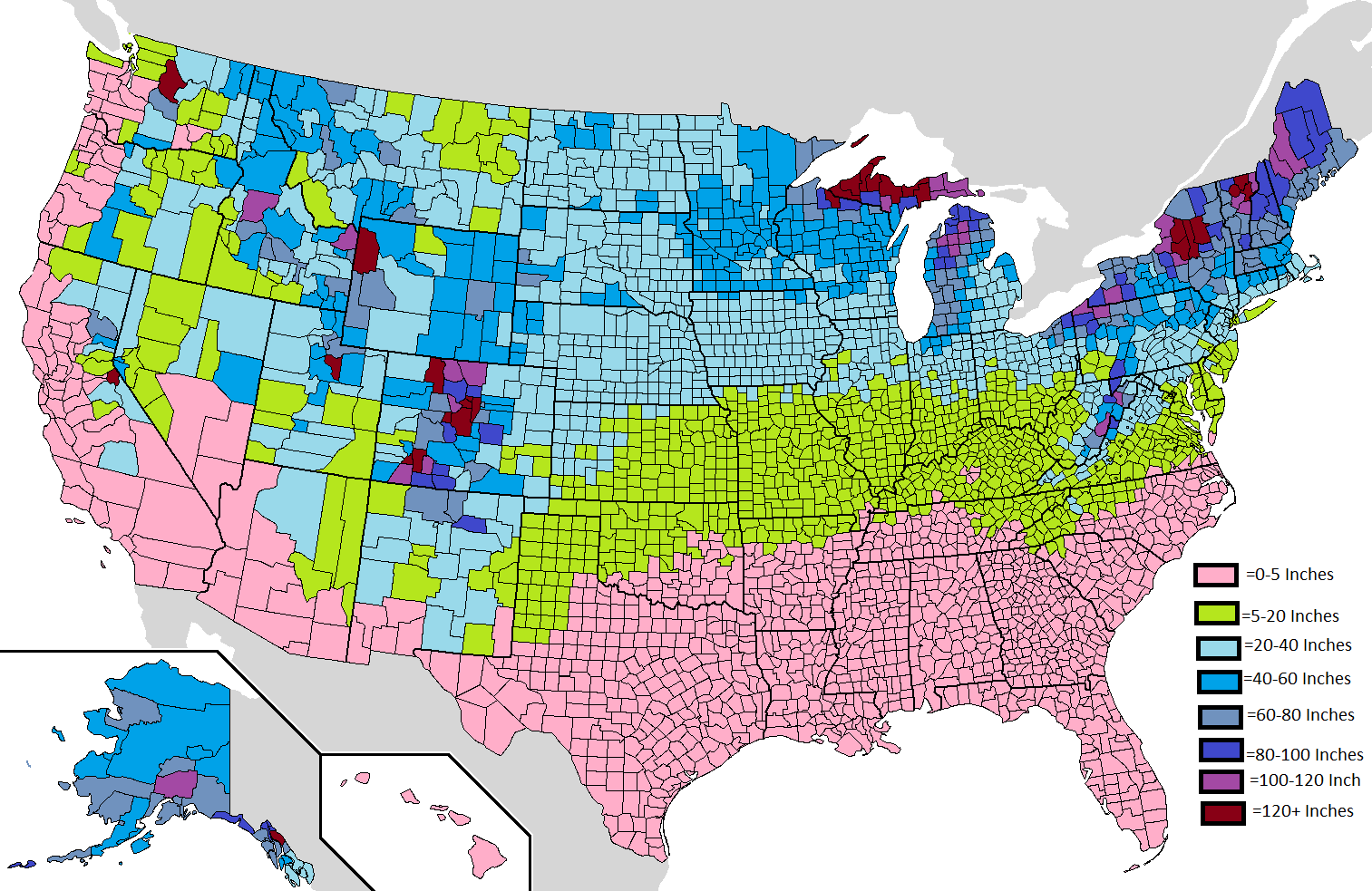 A U S Map Of This Winter S Snowfall Winners And Losers The