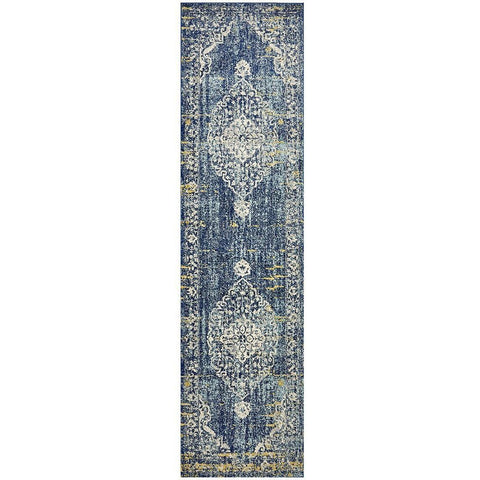 Adoni 159 Transitional Bohemian Navy Blue Runner Rug Rugs Of Beauty