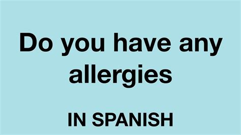 Allergies In Spanish