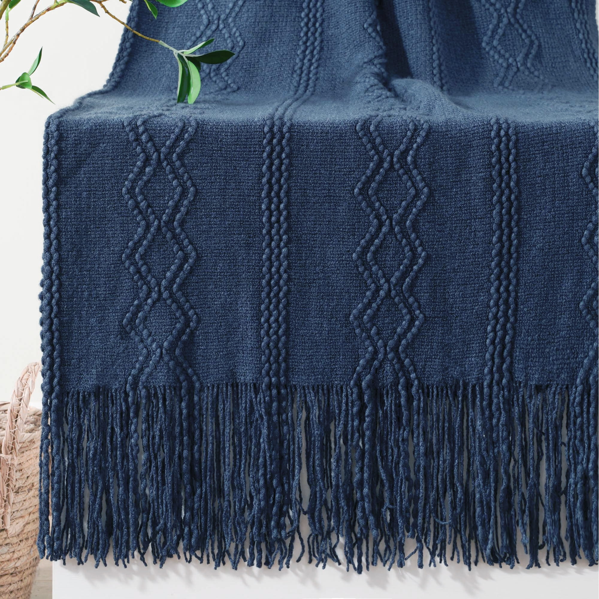 Amazon Com Battilo Home Navy Blue Throw Blanket For Couch Soft Knit