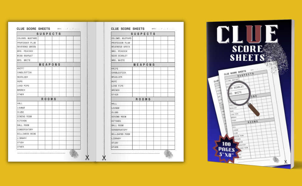 Amazon Com Clue Board Game Score Sheets Clue Scorebook Record Your