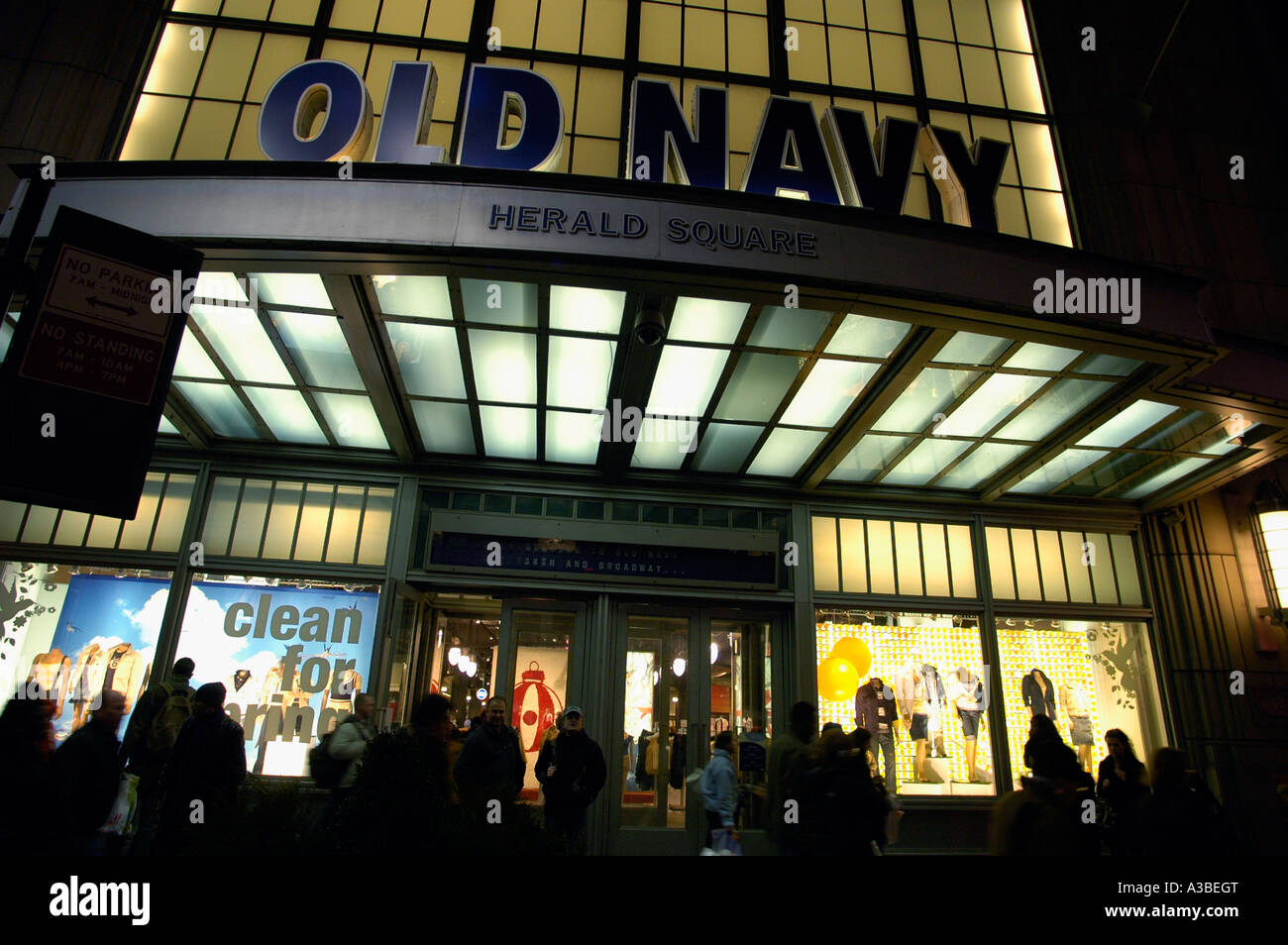 An Old Navy Store Is Shown In The Evening