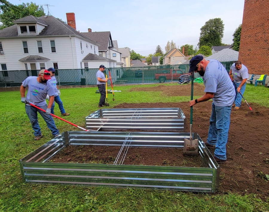 Batavia National Grid Staff Build Community Gardens For Salvation Army