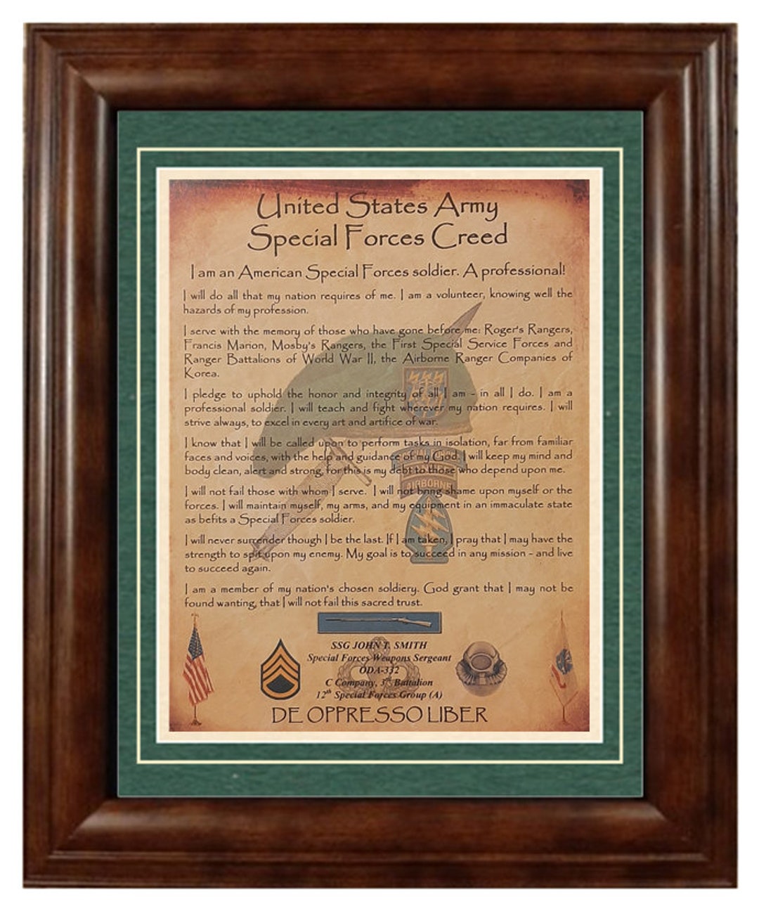 Best U S Army Special Forces Creed Green Beret Aged Parchment Etsy