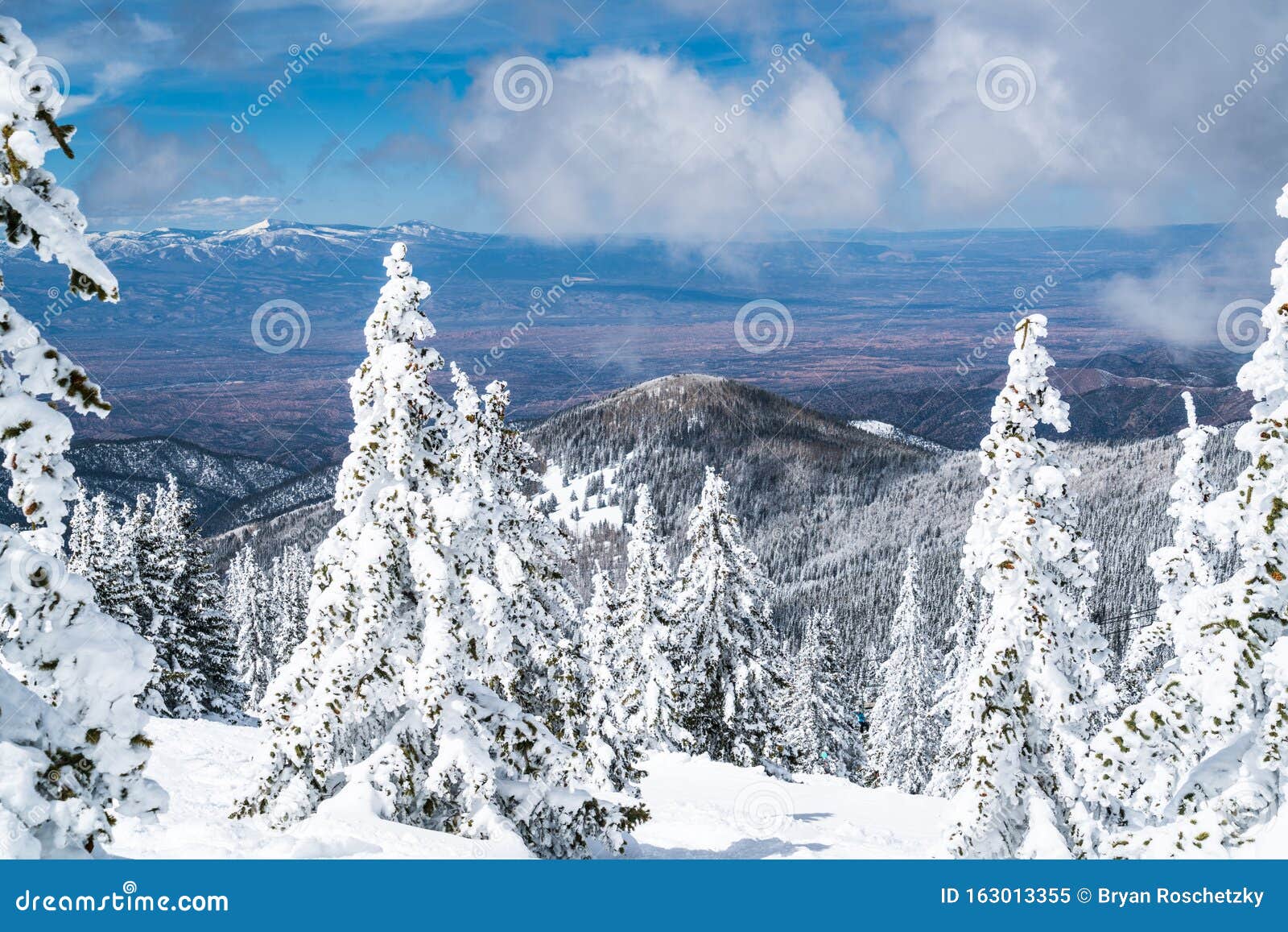 Breathtaking Views Of Santa Fe New Mexico Valley From Snow Covered