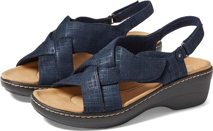 Clarks Merliah Echo Navy Interest Women S Shoes Shopstyle Sandals