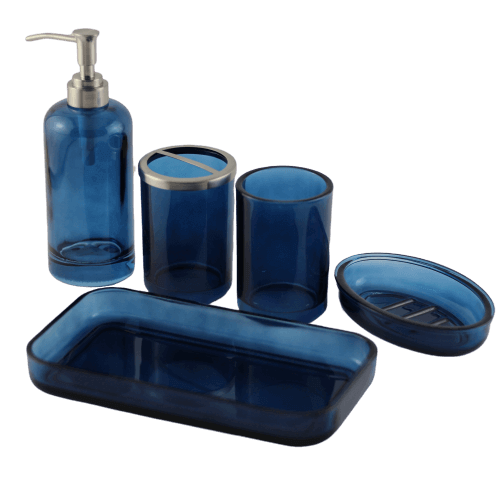 Coastal Navy Blue Bathroom Accessories Set Bathroom Vanity Organizers