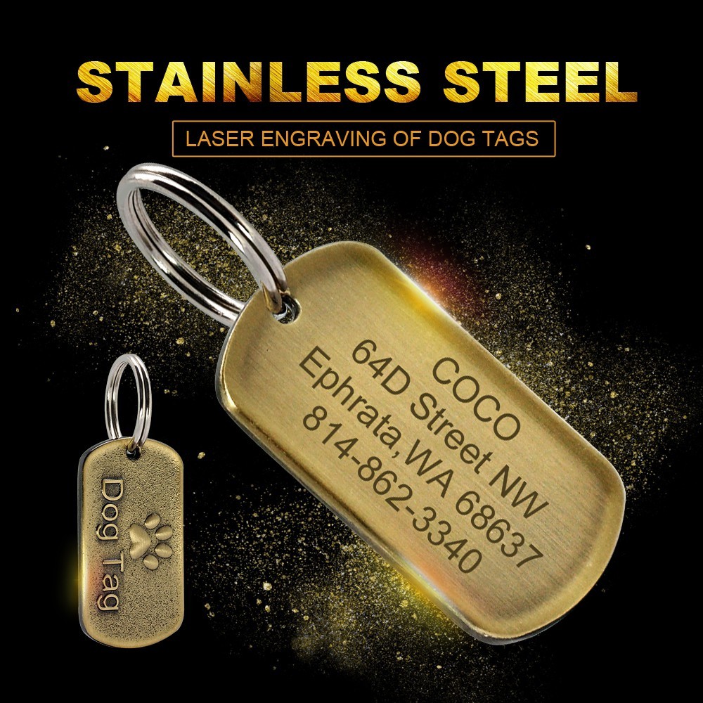 Custom Personalized Dog Tag Laser Engraved Stainless Steel Tag Pet Id