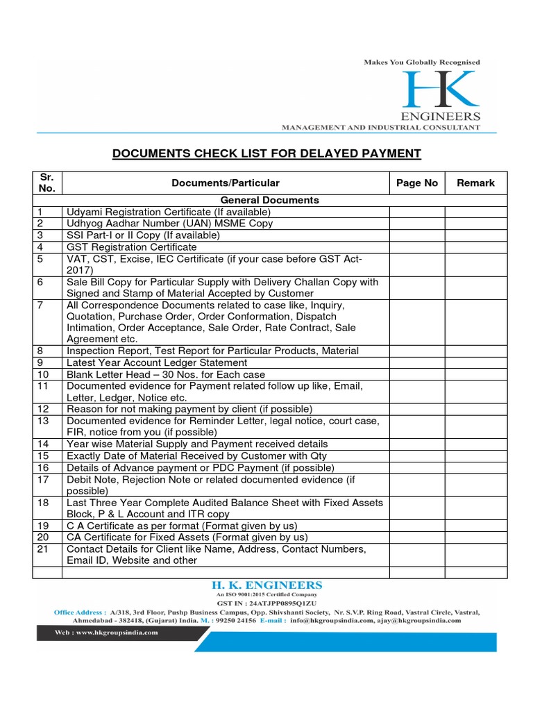 Delayed Payment List Excel Template And Google Sheets File For Free