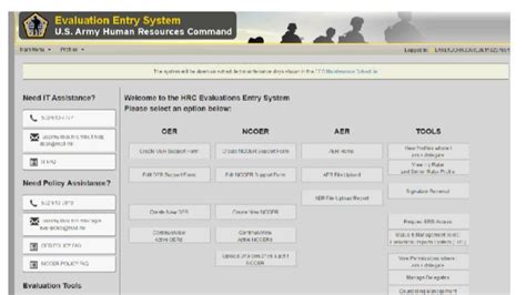 Evaluation Entry System Army