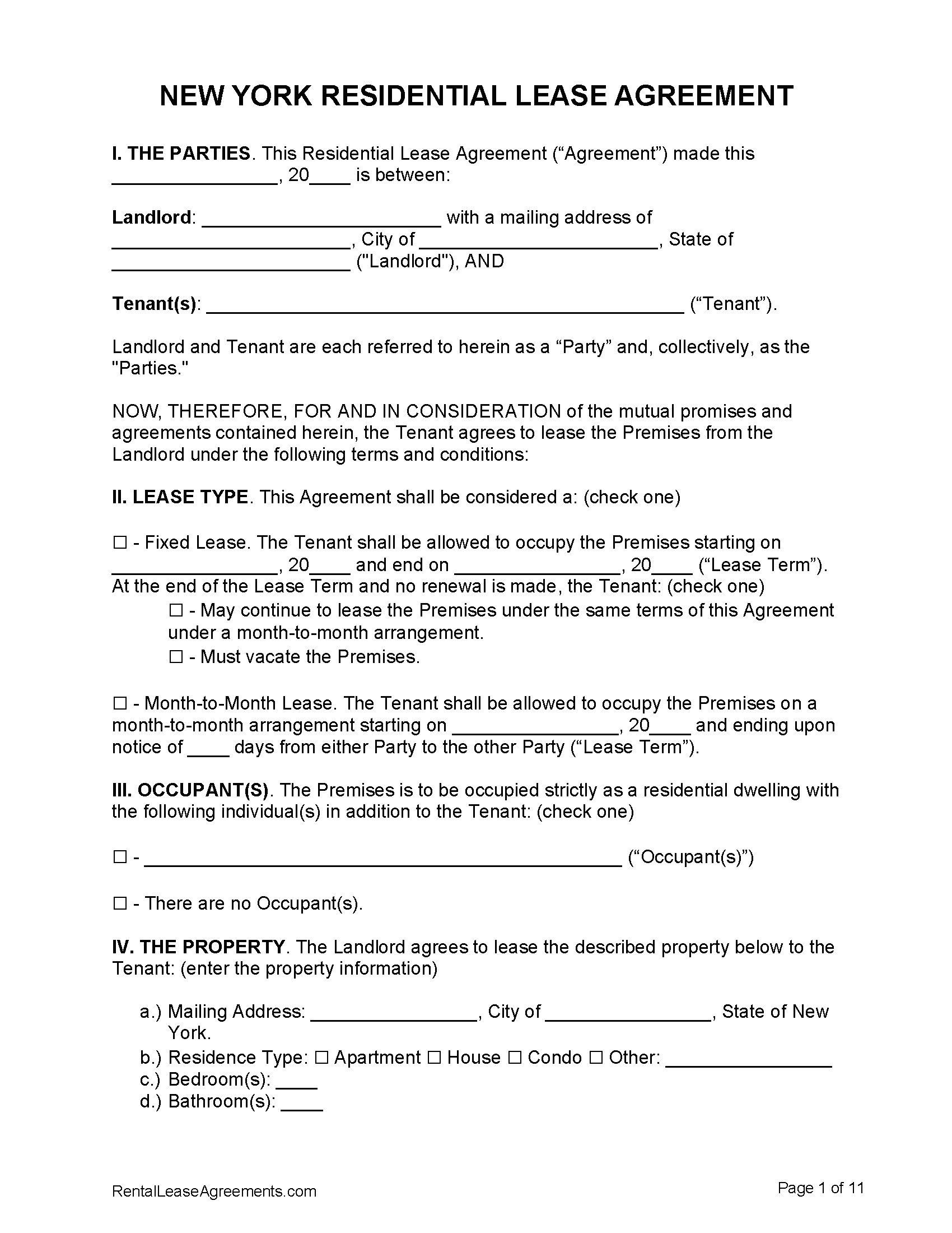 Free New York Residential Purchase Agreement Pdf Word