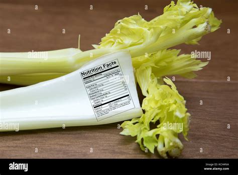 Fresh Raw Celery Stalks With Nutrition Label Stock Image Image Of