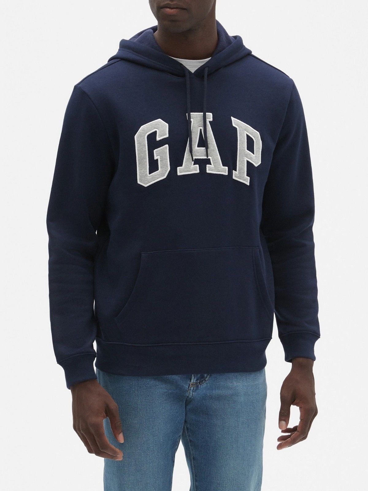 Gap Mens Fleece Arch Logo Pullover Hoodie Navy Blue Small Walmart Com