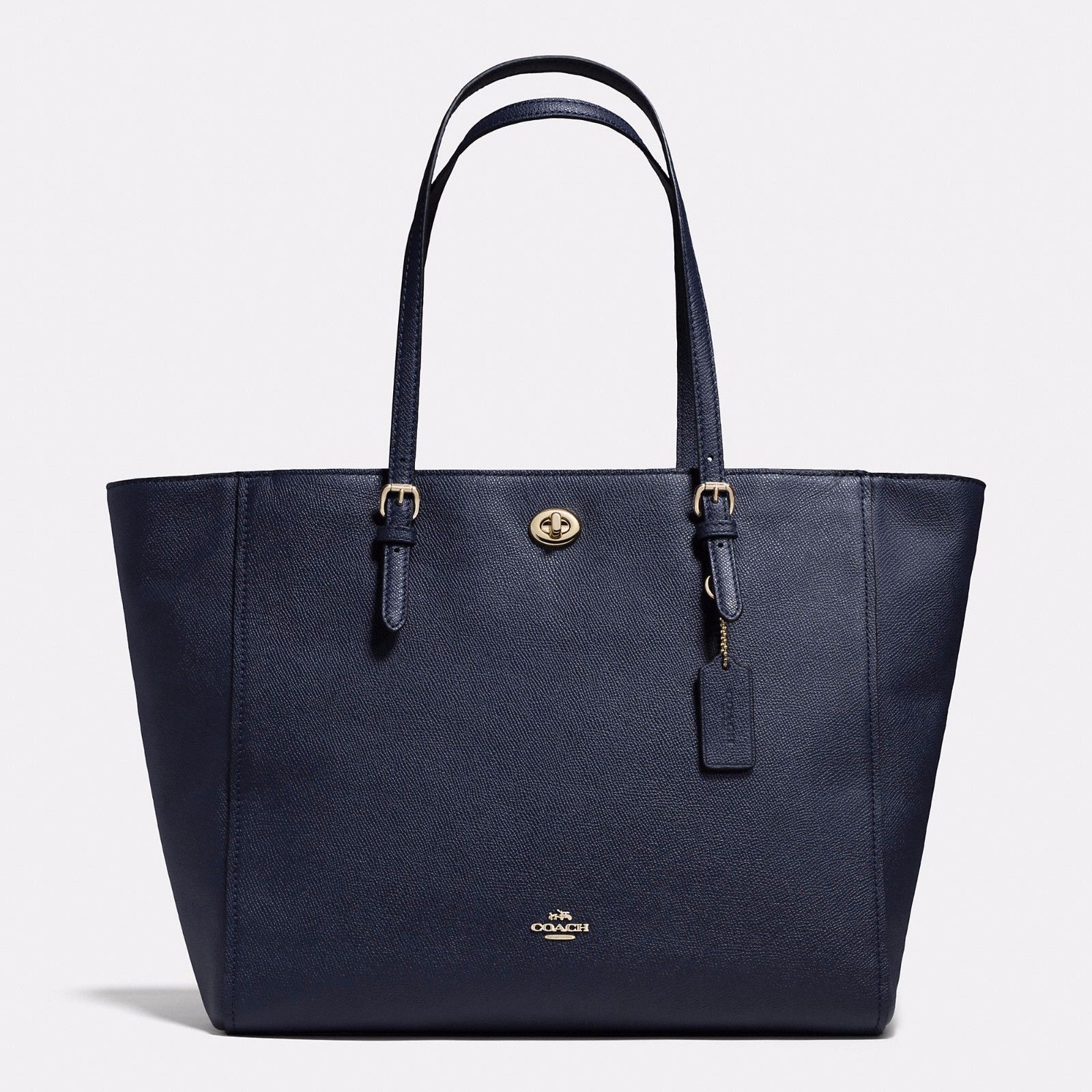 Handbag Coach Navy Turnlock Baby Bag In Crossgrain Leather Zip Tote