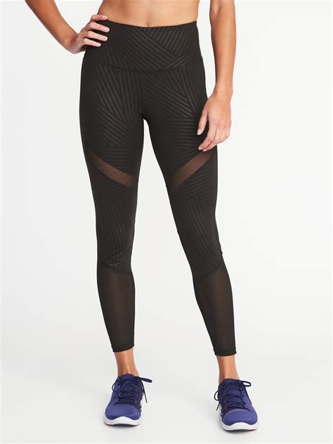 High Waisted Elevate Mesh Trim Compression Leggings For Women Old