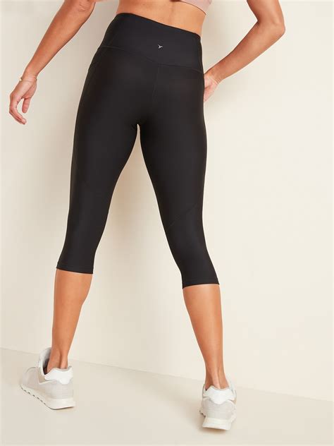 High Waisted Powersoft Side Pocket Crop Leggings For Women Old Navy