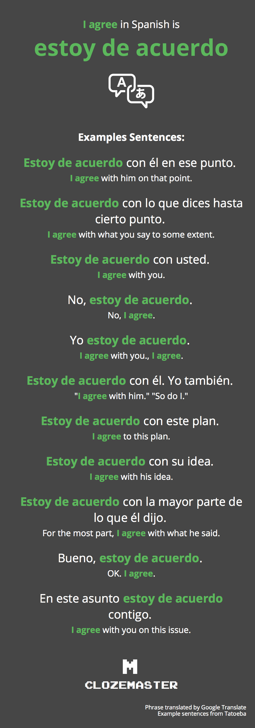 How To Say I Agree In Spanish Clozemaster