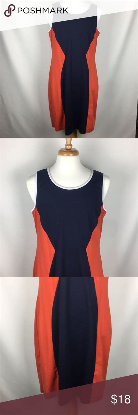 Ing Usa Navy Blue Orange Dress Size 2X Orange Dress Clothes Design