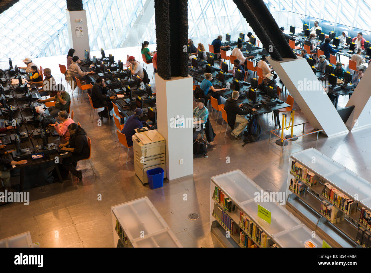 Interior Of Seattle Public Library In Downtown Seattle Washington Stock