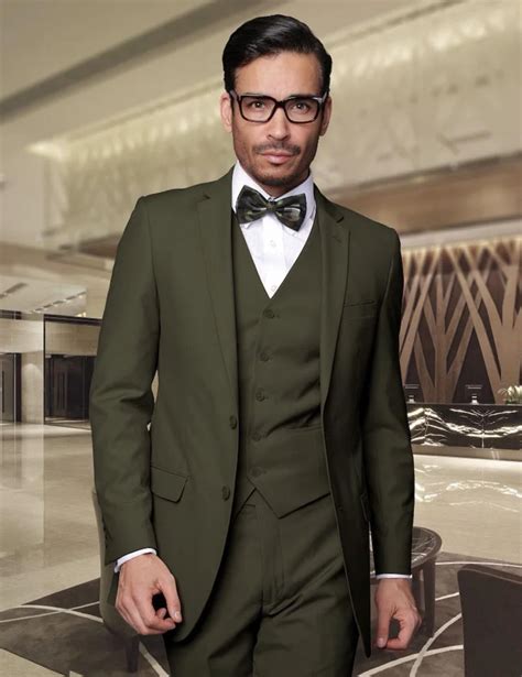 Latest Army Green Groom Tuxedos Handsome Mens Wedding Prom Party Suits