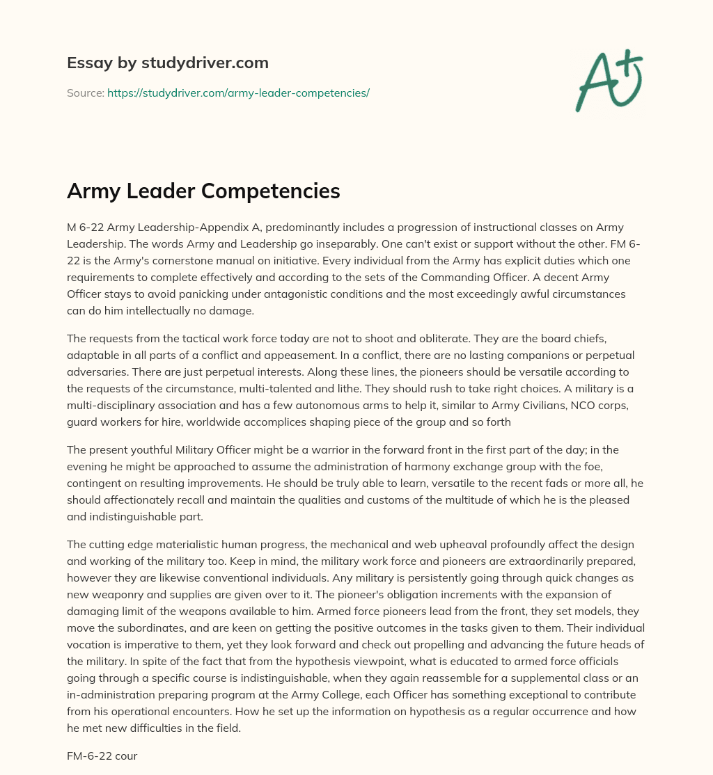 Leader Competencies Army