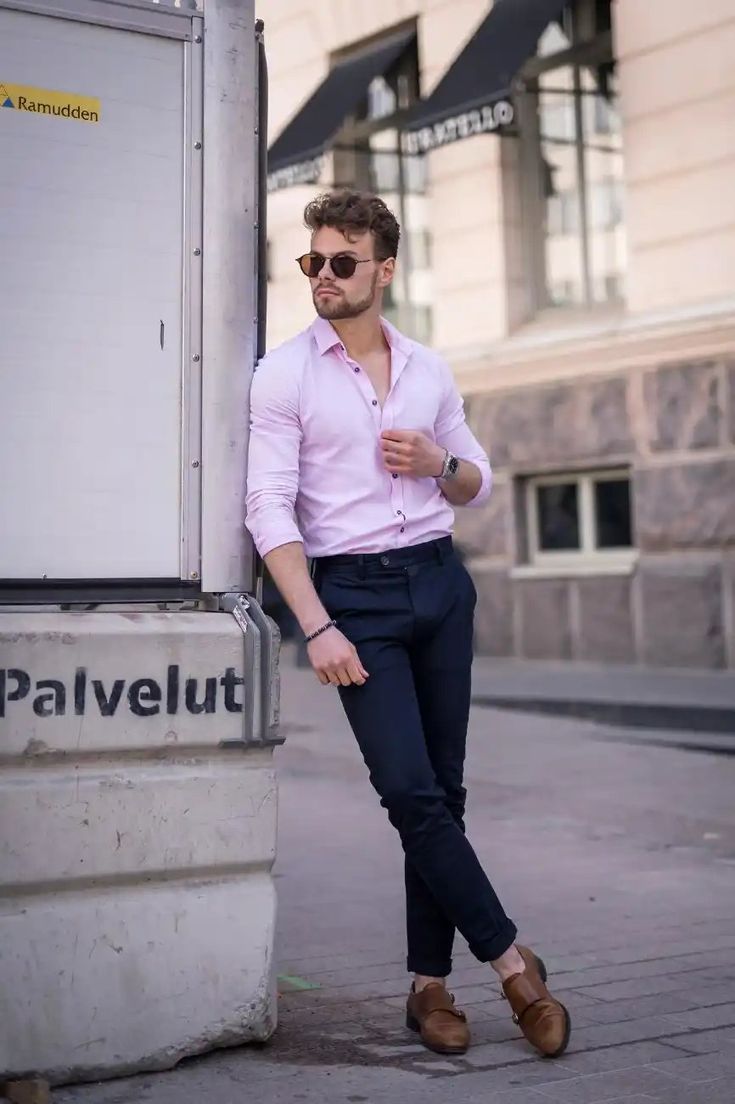 Light Blue Shirt And Navy Pants