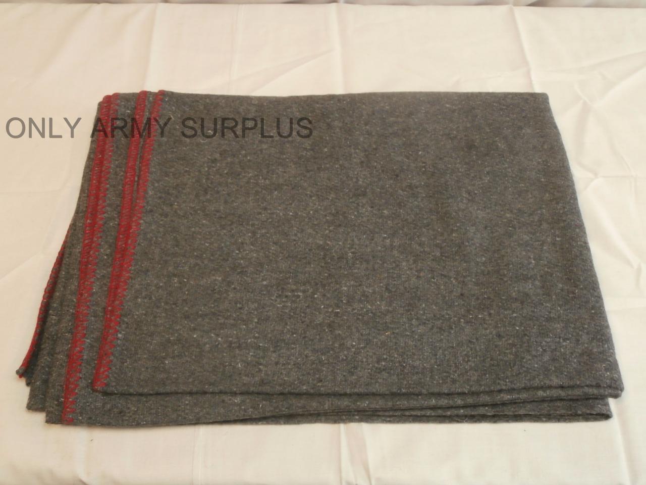 Military Wool Blanket 150 X 200Cm Army Bedding Grey Blanket With Red