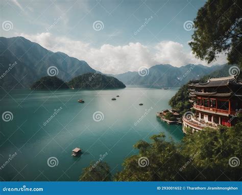 Monstrous Beauty Panoramic Secrets Unveiled At Sun Moon Lake Stock