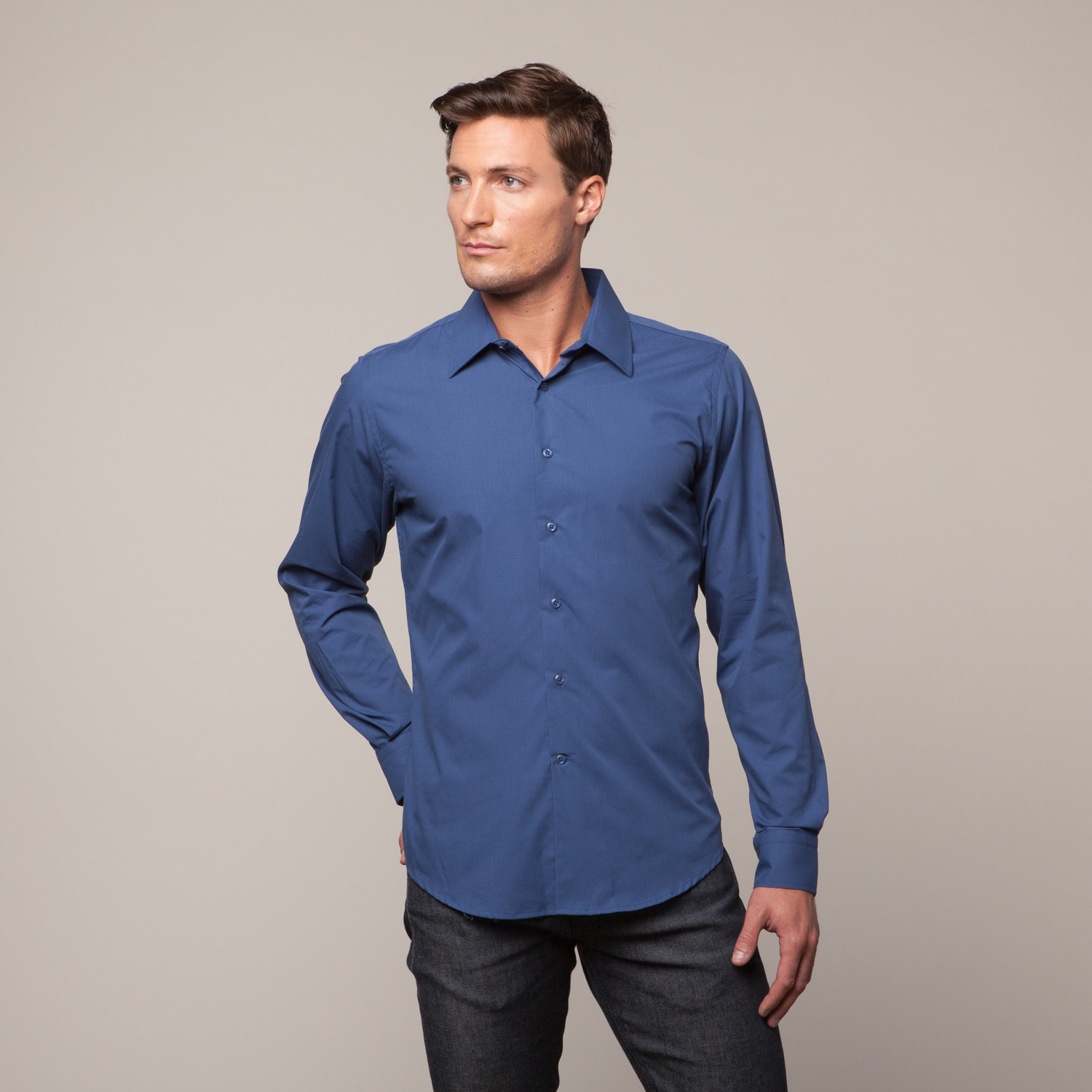 Navy Blue Button Up Shirt