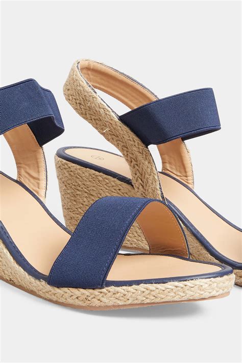 Navy Blue Espadrille Wedge Sandals In Extra Wide Eee Fit Long Tall Sally