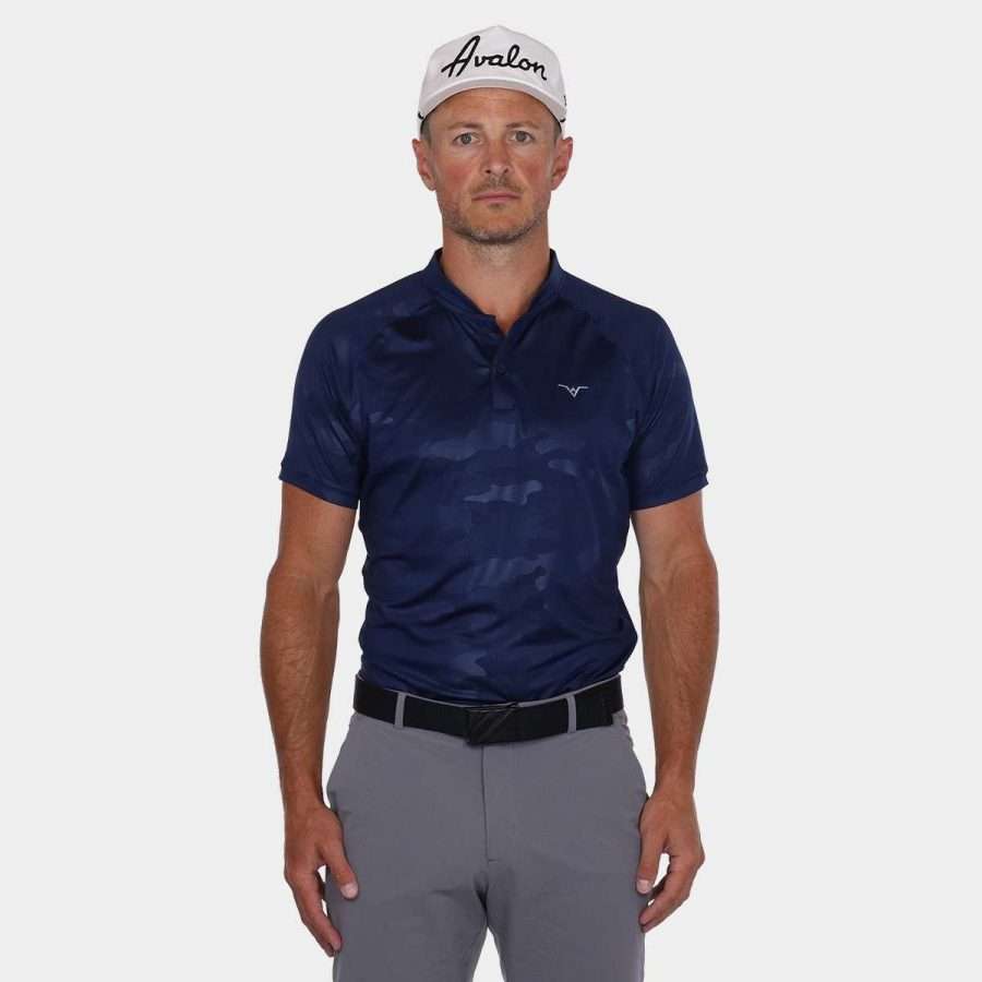 Navy Blue Golf Shirt With Blade Collar The Avalon Tour Blade Shirt