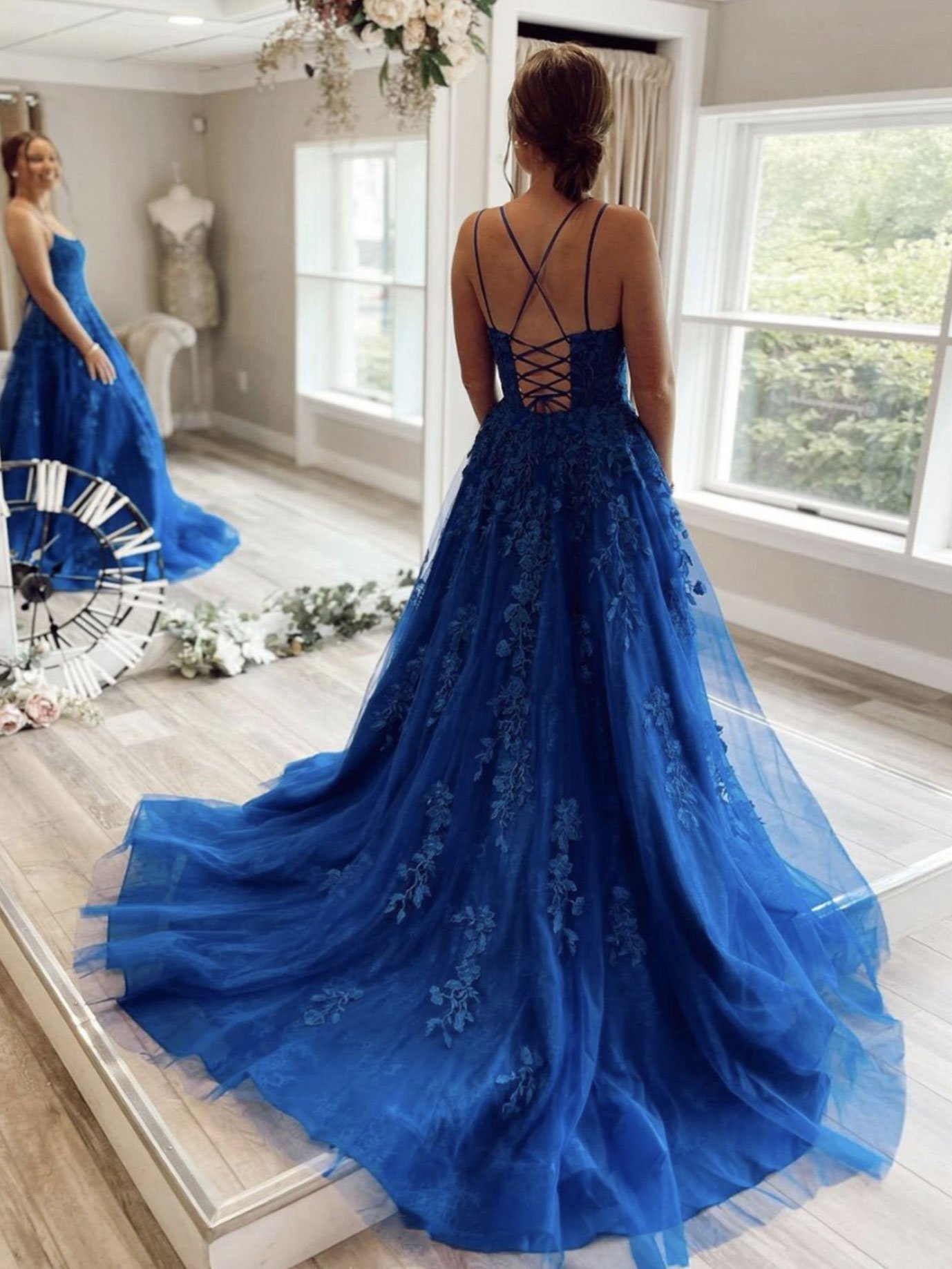 Navy Blue Prom Dress Prom Dress Long Tulle Prom Dress Princess Prom