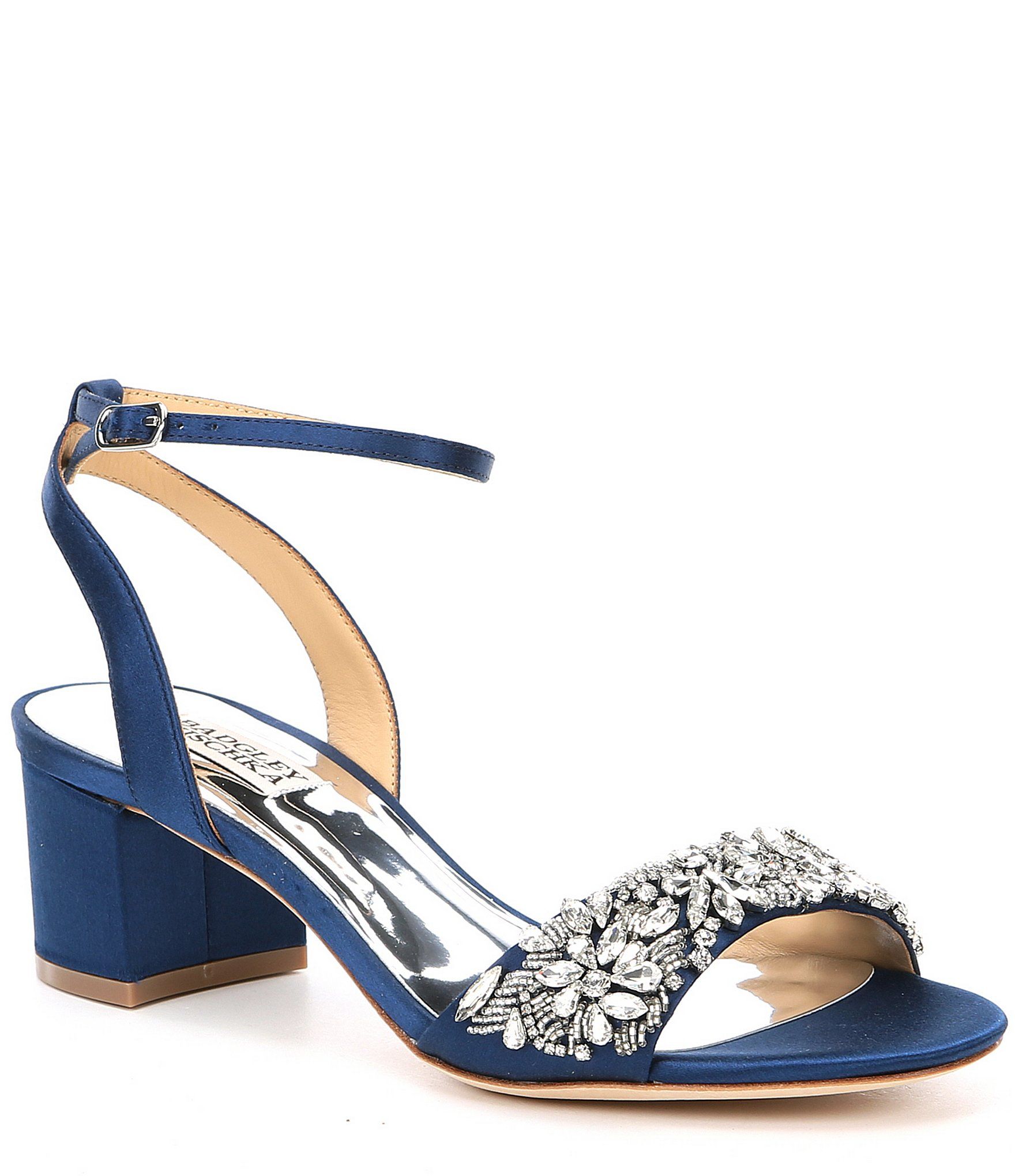 Navy Blue Sandals Low Heel