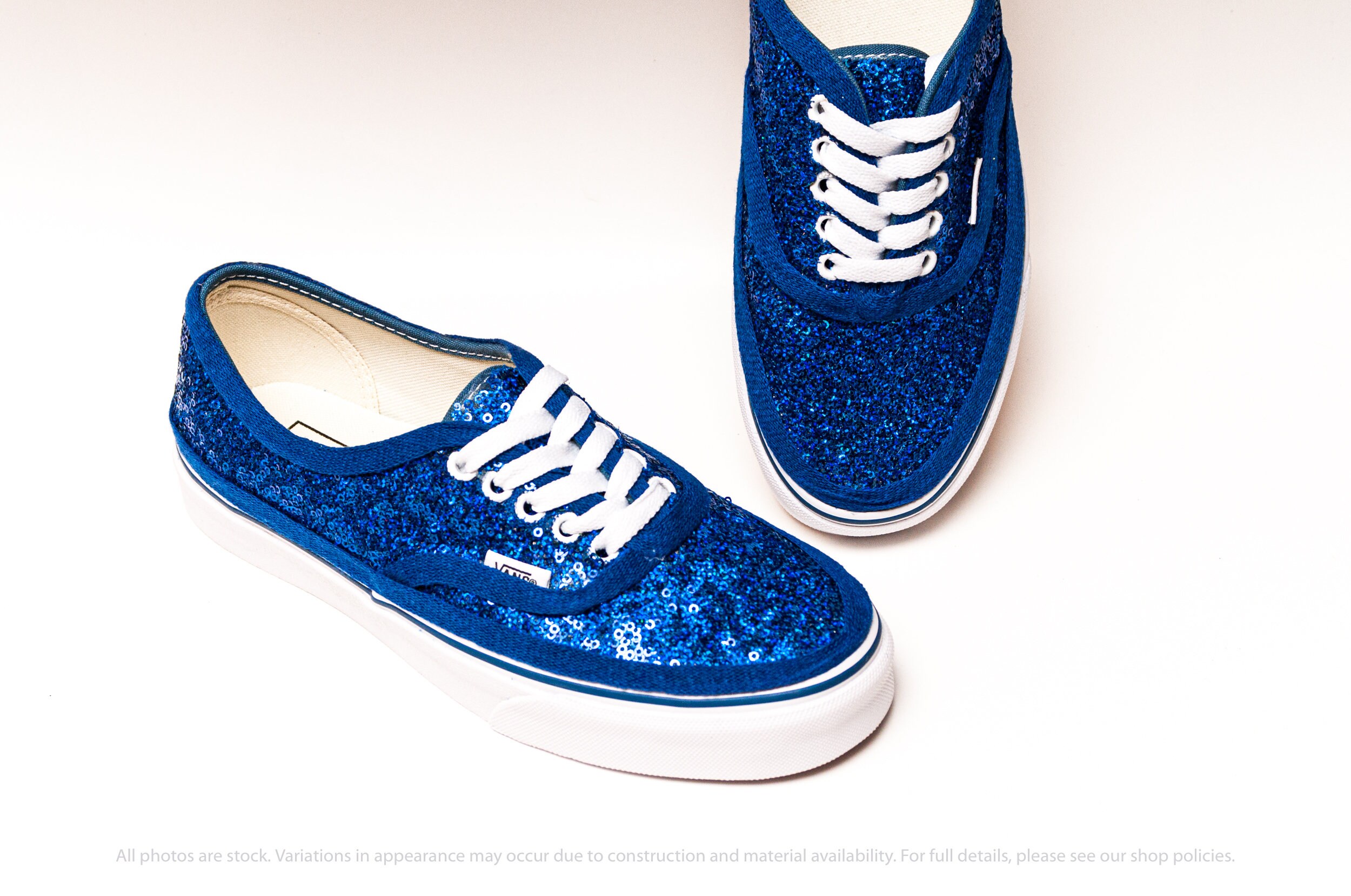 Navy Blue Sequin Vans Sneakers In Authentic Era And Slip On Etsy In