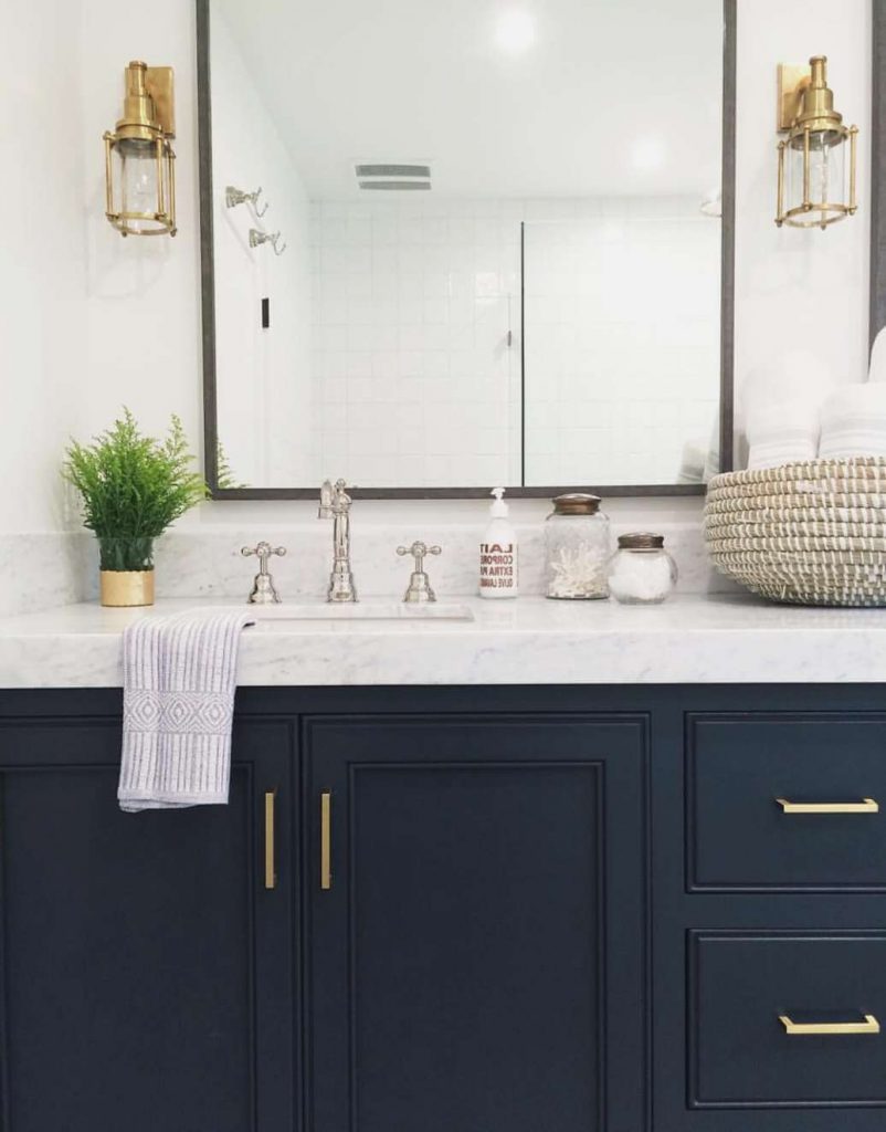 Navy Blue Vanity: Elevate Your Bathroom With Style And Storage