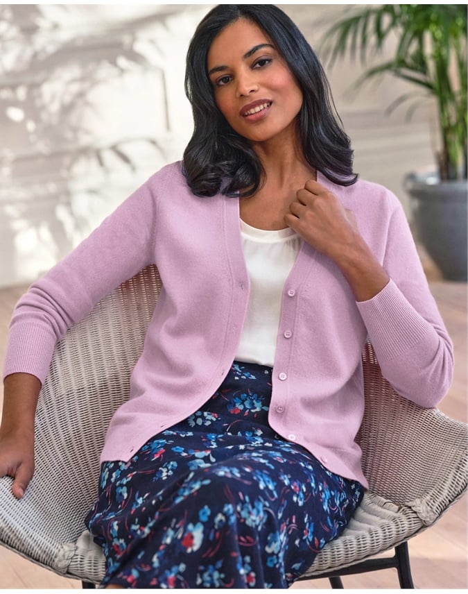 Navy Cashmere V Neck Cardigan Pure Collection