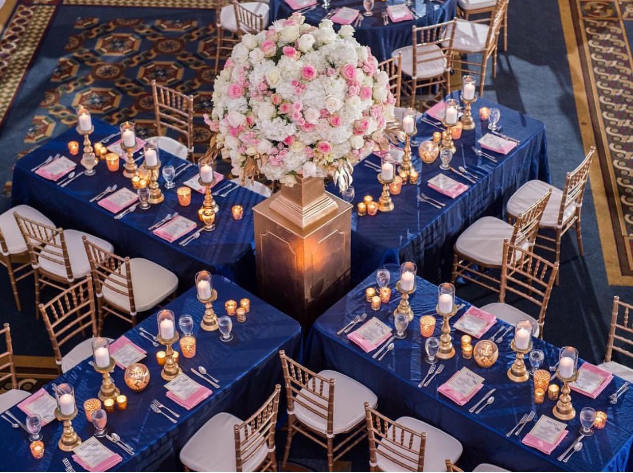 Navy Gold Wedding Reception Decor Royal Blue Wedding Theme Blue