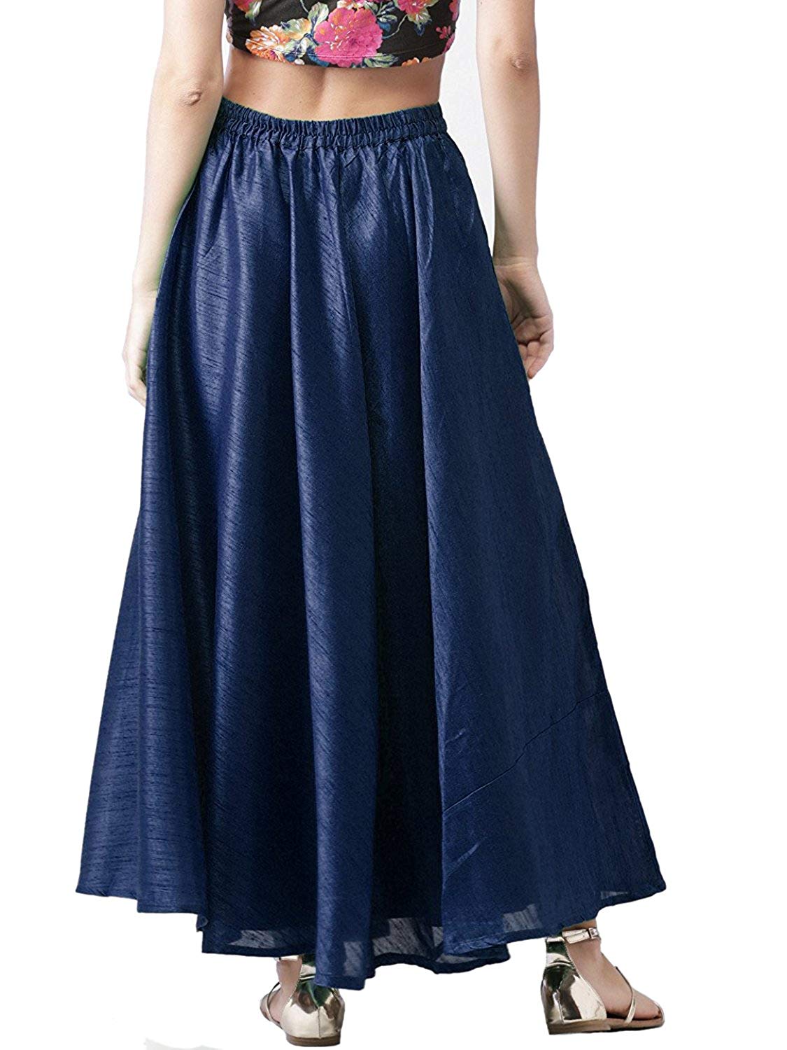 Navy Silk Skirt