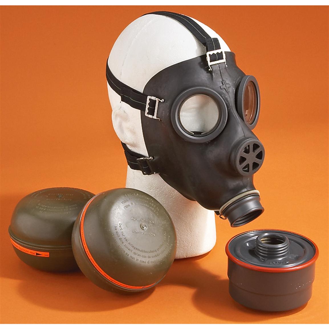 New Swiss Military Gas Mask With 3 Filters Olive Drab 138153 Gas