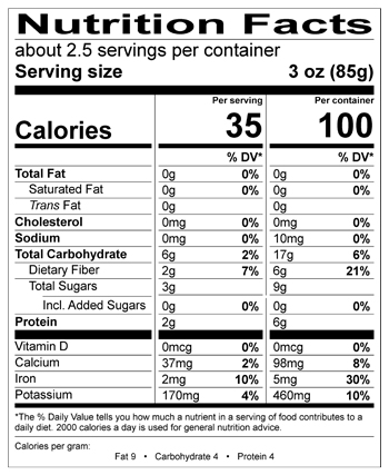 Nutrition Facts Sugar Snap Peas Nutrition Ftempo