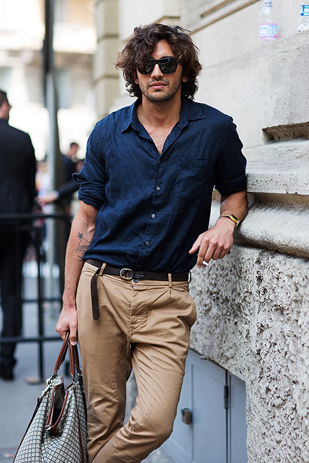 Perfect Street Style Navy Blue Skirt With Blue Stripes Top Shirt And