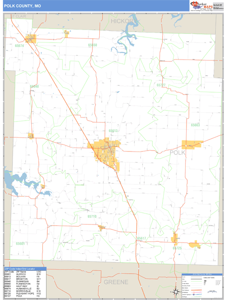 Polk County Missouri Zip Code Wall Map Maps Com Com