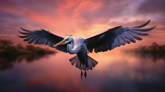 Premium Photo Majestic Flight Against The Twilight Sky