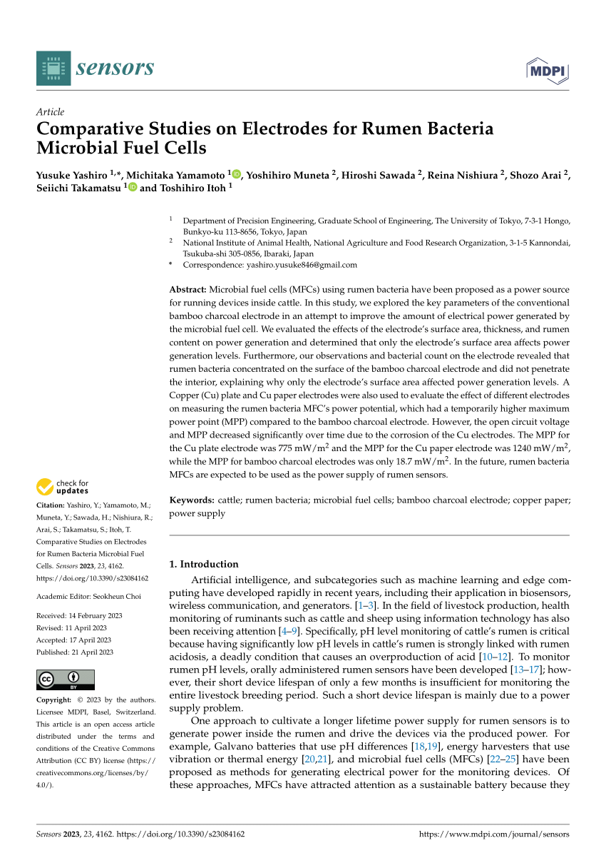 Sensors Free Full Text Comparative Studies On Electrodes For Rumen