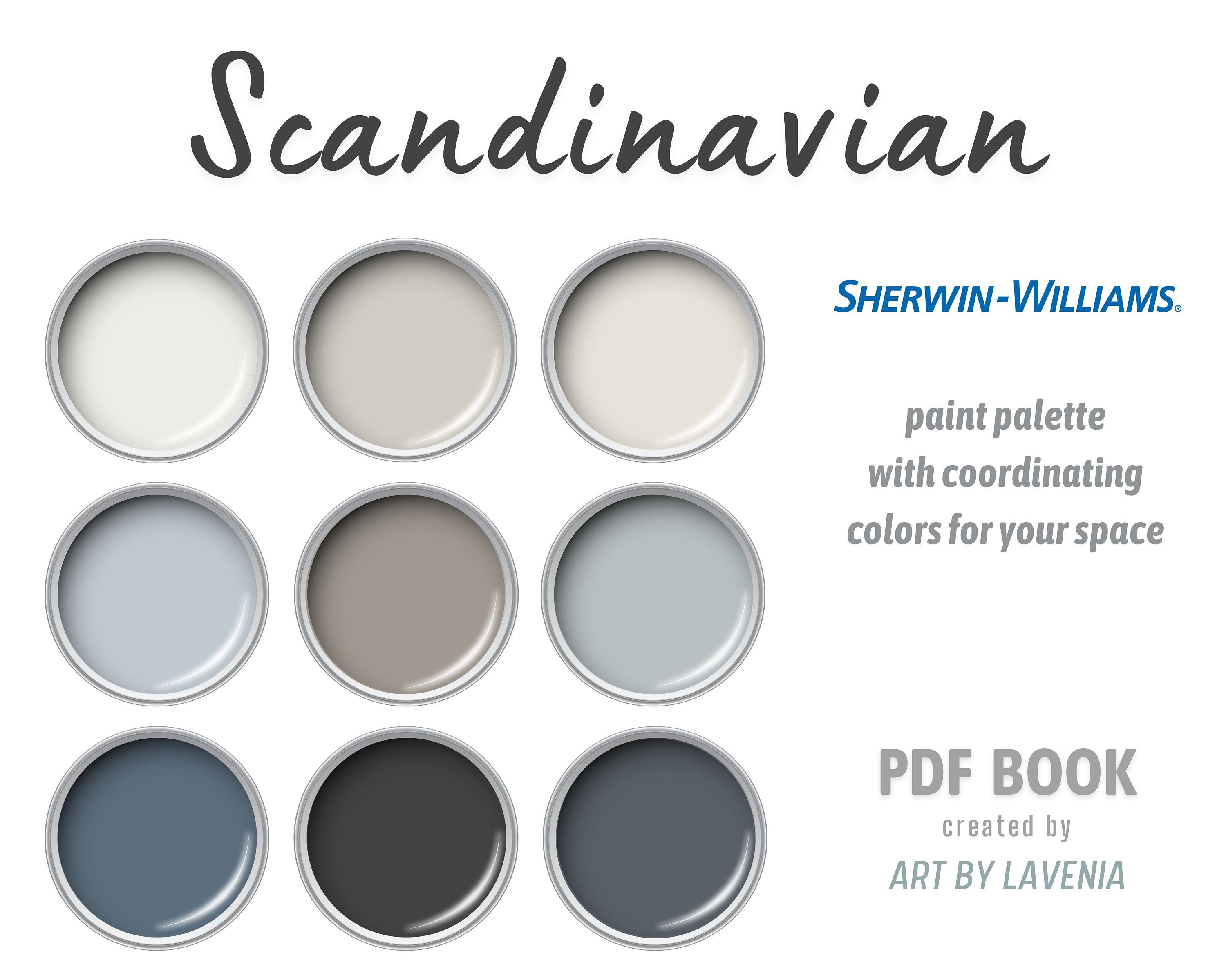 Sherwin Williams Scandinavian Modern Paint Color Palette Etsy In 2022